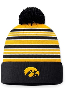 Top of the World Iowa Hawkeyes Black Double Down Cuff Pom Mens Knit Hat