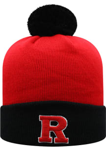 Top of the World Rutgers Scarlet Knights Red Tow Pom Cuffed Knit Tow-Tone Mens Knit Hat