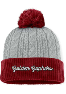 Top of the World Minnesota Golden Gophers Grey Becca Cable Cuff Pom Womens Knit Hat