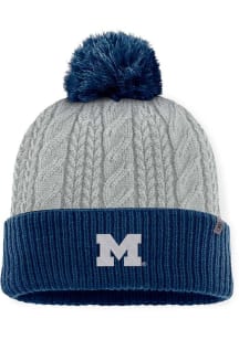 Top of the World Michigan Wolverines Grey Becca Cable Cuff Pom Womens Knit Hat