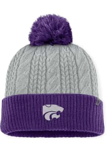 Top of the World K-State Wildcats Grey Becca Cable Cuff Pom Womens Knit Hat