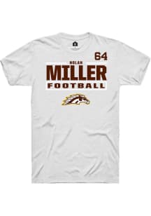 Nolan Miller Western Michigan Broncos White Football NIL Stacked Box Short Sleeve Player T Shirt