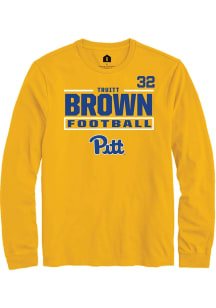 Truitt Brown Pitt Panthers Gold Football NIL Stacked Box Long Sleeve Player T Shirt
