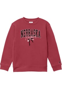 Nebraska Cornhuskers Girls Cardinal Bow Long Sleeve Sweatshirt
