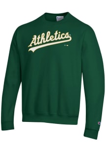 Champion Oakland Athletics Mens Green Powerblend Long Sleeve Crew Sweatshirt