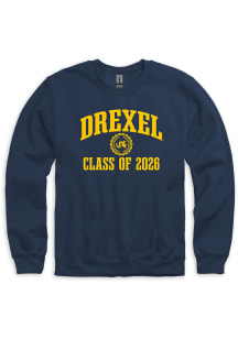 Drexel Dragons Mens Navy Blue Class of 2026 Alumni Number One Graphic Long Sleeve Crew Sweatshirt