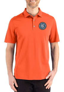 Cutter and Buck New York City FC Mens Orange Advantage Refresh Short Sleeve Polo