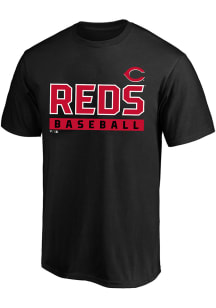 Cincinnati Reds Mens Black Horizontal Logo Big and Tall T-Shirt