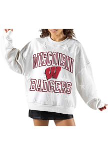 Gameday Couture Wisconsin Badgers Womens White Big Play Energy Crew Sweatshirt