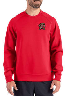 Cutter and Buck Maryland Terrapins Mens Red Roam Long Sleeve Crew Sweatshirt