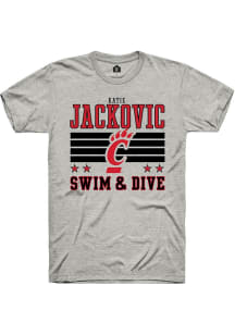 Katie Jackovic Cincinnati Bearcats Ash NIL Striped Short Sleeve Player T Shirt