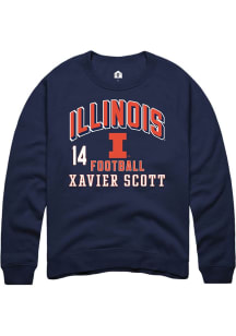 Xavier Scott Illinois Fighting Illini Mens Navy Blue Football NIL Arch Logo Player Crew