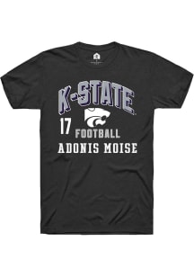 Adonis Moise K-State Wildcats Black Football NIL Arch Logo Short Sleeve Player T Shirt