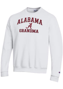 Champion Alabama Crimson Tide Mens White Grandma Powerblend Long Sleeve Crew Sweatshirt