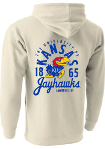 Kansas Jayhawks Mens Oatmeal Mascot Overlay Long Sleeve Hoodie