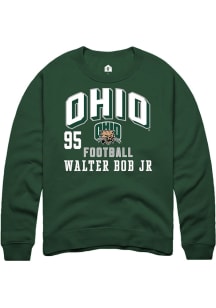 Walter Bob Jr  Rally Ohio Bobcats Mens Green Football NIL Arch Logo Long Sleeve Crew Sweatshirt