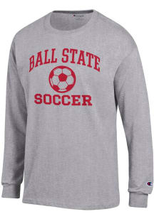 Champion Ball State Cardinals Grey Soccer Icon Jersey Long Sleeve T Shirt