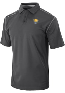 Columbia Pitt Panthers Mens Black Heat Seal Omni Wick Shotgun Short Sleeve Polo