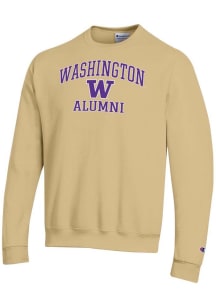 Champion Washington Huskies Mens Gold Logo Alumni Powerblend Long Sleeve Crew Sweatshirt