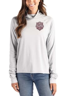 Cutter and Buck Indiana Hoosiers Womens Grey 2025 CFP National Champions Coastline Eco Funnel Neck..