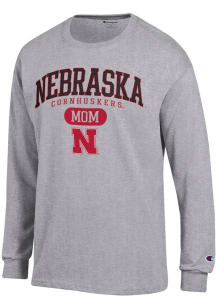 Champion Nebraska Cornhuskers Grey Pill Box Mom Jersey Long Sleeve T Shirt