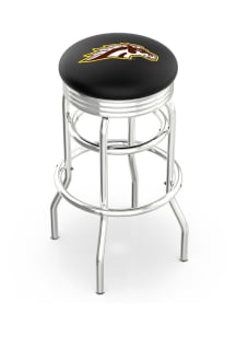 Western Michigan Broncos Double-Ring Swivel Chrome Pub Stool - Black