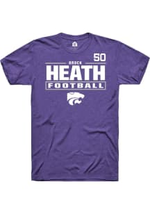 Brock Heath K-State Wildcats Purple Football NIL Stacked Box Short Sleeve Player T Shirt