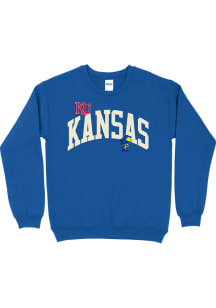 B-Unlimited Kansas Jayhawks Womens Royal Blue Mixed Crew Crew Sweatshirt