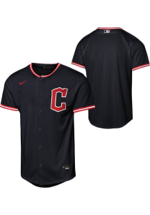 Nike Cleveland Guardians Youth Navy Blue Alt 1 Baseline Blank Jersey
