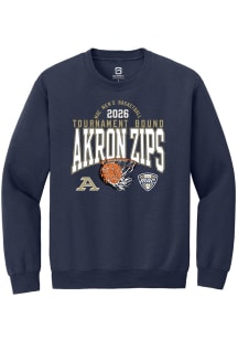 Summit Sportswear Akron Zips Mens Navy Blue MAC 2026 MBB Tournament Bound Long Sleeve Crew Sweatsh..