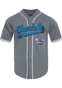 Pro Standard Charlotte Hornets Mens Grey Heather Script Tail Mesh Baseball Jersey