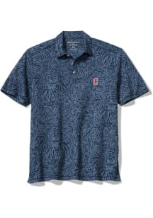 Tommy Bahama Cleveland Guardians Mens Navy Blue Wild Hibiscus Short Sleeve Fashion Polo