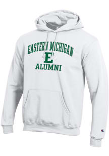 Champion Eastern Michigan Eagles Mens White Mascot Alumni Powerblend Long Sleeve Hoodie