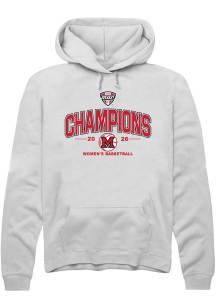 Summit Sportswear Miami RedHawks Mens White MAC 2026 Women's Basketball Champions Long Sleeve Hood..