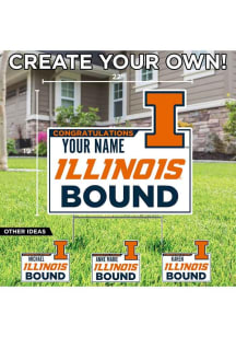 Illinois Fighting Illini Personalized School Bound Yard Sign - White
