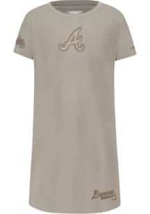 Pro Standard Atlanta Braves Girls Tan Neutral Short Sleeve Dress