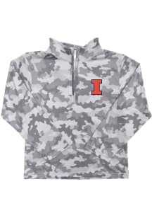 Vive La Fete Illinois Fighting Illini Youth Grey Camo Long Sleeve Quarter Zip Shirt