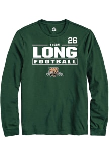 Tyson Long Ohio Bobcats Green Football NIL Stacked Box Long Sleeve Player T Shirt