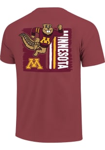 Minnesota Golden Gophers Maroon Rough Mascot Stripes Short Sleeve T Shirt