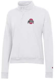 Champion Ohio State Buckeyes Womens White Powerblend Qtr Zip