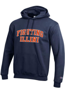 Champion Illinois Fighting Illini Mens Navy Blue Arch Wordmark Long Sleeve Hoodie