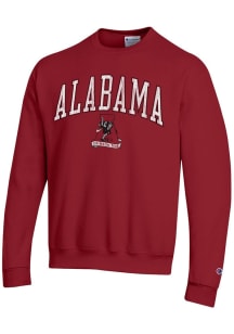 Champion Alabama Crimson Tide Mens Crimson Wordmark Arch Mascot Long Sleeve Crew Sweatshirt