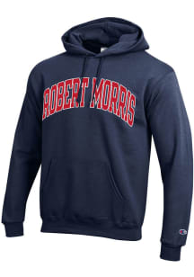 Champion Robert Morris Colonials Mens Navy Blue Arch Name Long Sleeve Hoodie