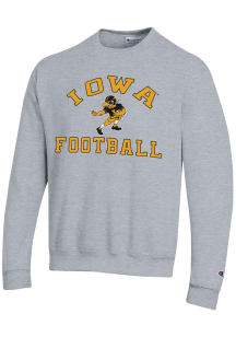 Champion Iowa Hawkeyes Mens Grey Vault Number One Long Sleeve Crew Sweatshirt