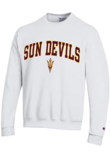 Champion Arizona State Sun Devils Mens White Arch Mascot Long Sleeve Crew Sweatshirt