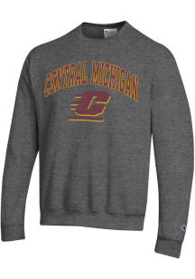 Champion Central Michigan Chippewas Mens Charcoal Arch Mascot Long Sleeve Crew Sweatshirt