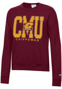 Champion Central Michigan Chippewas Womens Maroon Powerblend Crew Sweatshirt