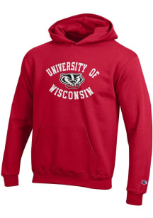 Champion Wisconsin Badgers Youth Red Prime Design Long Sleeve Hoodie