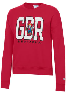 Champion Nebraska Cornhuskers Womens Red Powerblend Crew Sweatshirt