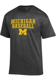 Champion Michigan Wolverines Charcoal Stacked Baseball Short Sleeve T Shirt